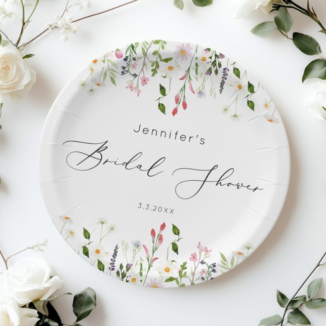 Plato De Papel Ducha de novia con flores silvestres (Subido por el creador)