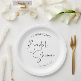 Plato De Papel Ducha de Novia con Guion Moderno