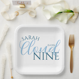 Plato De Papel Ducha de novia con guión moderno simple Cloud nine