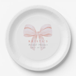 Plato De Papel Ducha de Novia con Lazo de Color Rosado
