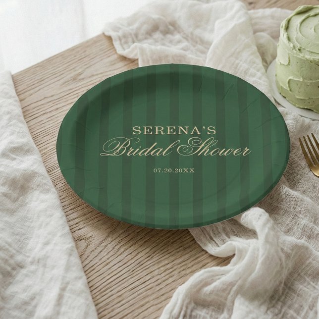 Plato De Papel Ducha de Novia con Rayas Clásicas y Letra Script (Subido por el creador)