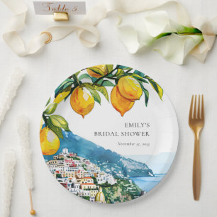 Plato De Papel Ducha de Novia Costa Amalfi Cítrico Limón