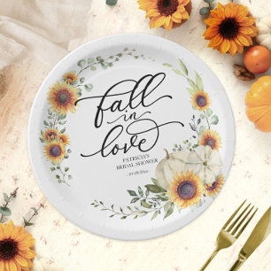 Plato De Papel Ducha de Novia de Calabaza de Girasol de Otoño
