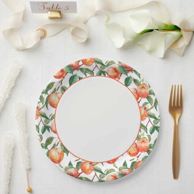 Plato De Papel Ducha de Novia de Frutas Melocotones (Boda)