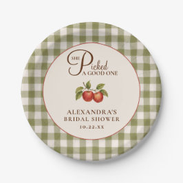 Plato De Papel Ducha de Novia de Gingham Verde Salvia Rústico Man