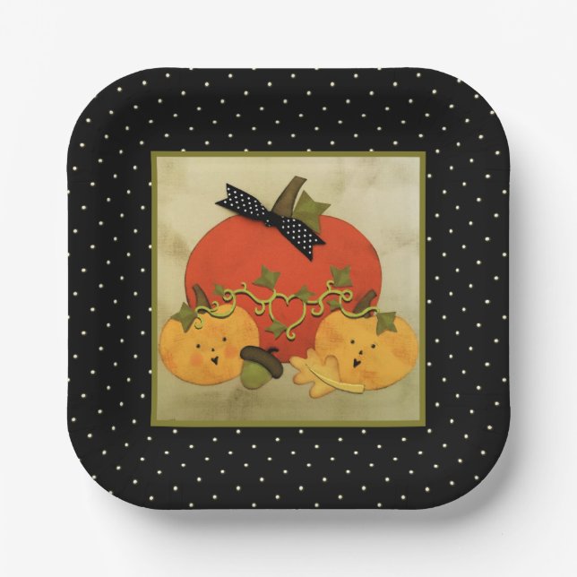 Plato De Papel Ducha de Novia de Halloween de Octubre (Anverso)