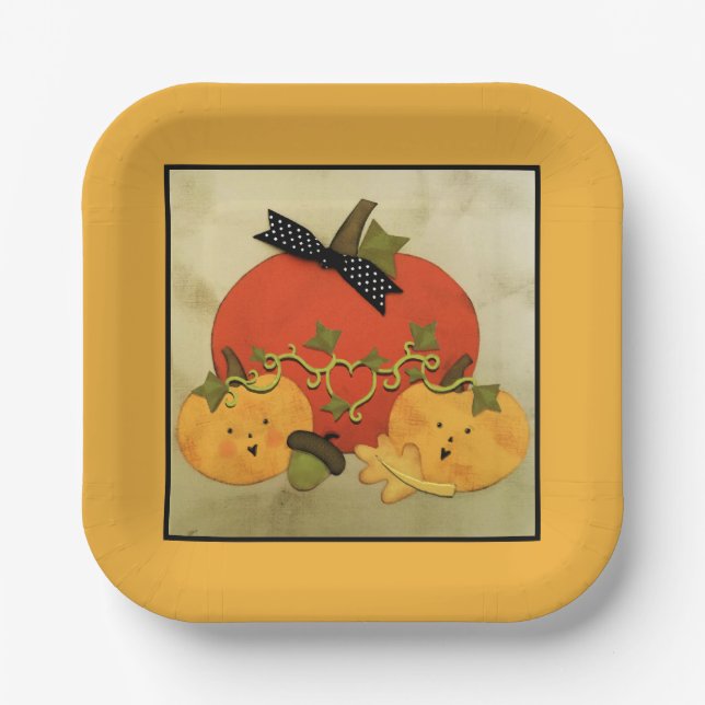 Plato De Papel Ducha de Novia de Halloween de Octubre (Anverso)