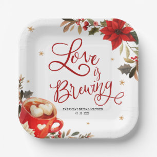 Plato De Papel Ducha de Novia de Navidad 'El Amor está en ebullic