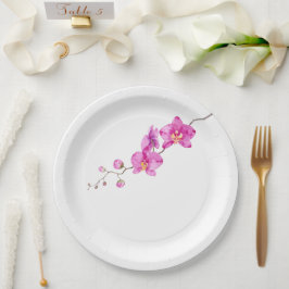 Plato De Papel Ducha de Novia de Orquídeas Rosadas