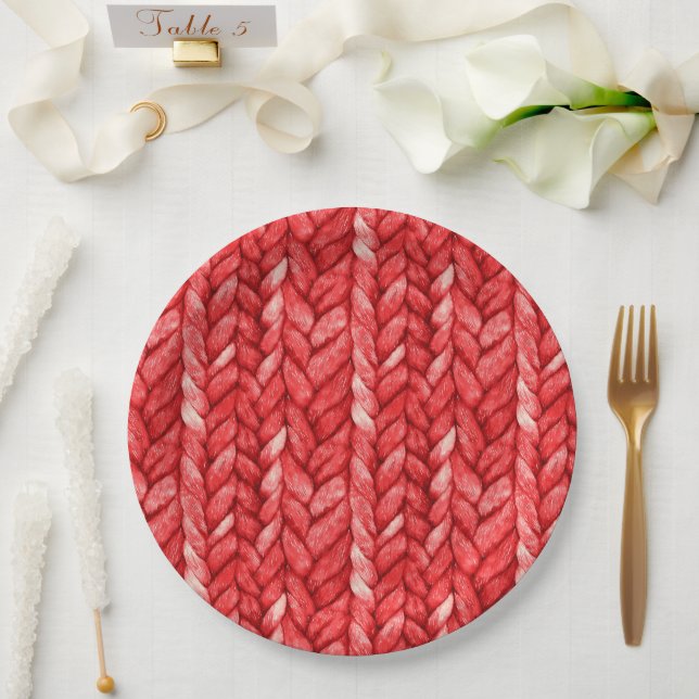 Plato De Papel Ducha de novia de suéter rojo (Boda)