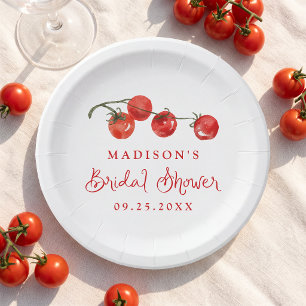 Plato De Papel Ducha de Novia de Tomate Fresco de la Vid