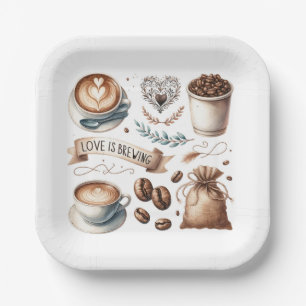 Plato De Papel Ducha de novia desechable Placas El amor se está g