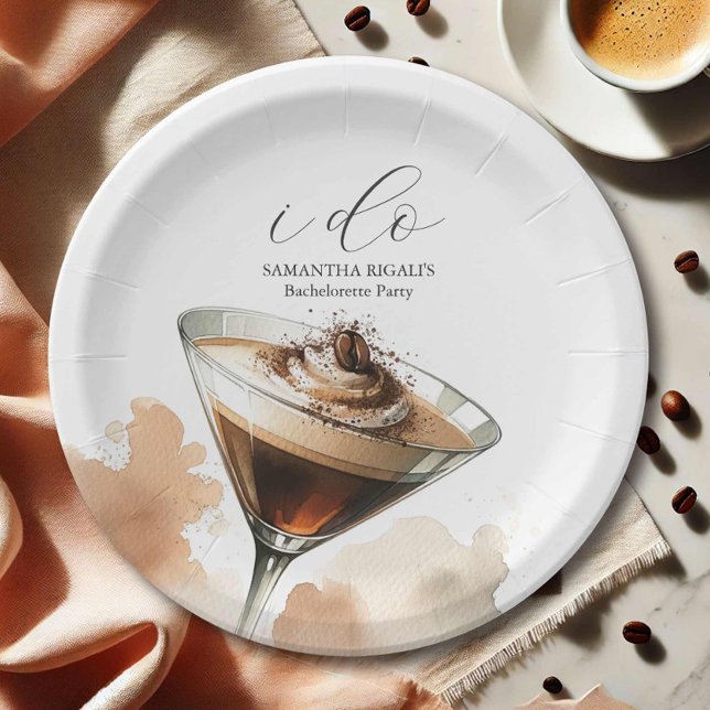 Plato De Papel Ducha de novia desechable Placas Espresso Tema (Bridal shower paper plates espresso martini bachelorette party Do Tell A Belle)