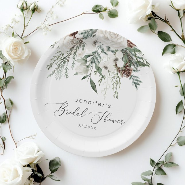 Plato De Papel Ducha de novia elegante y verde (Subido por el creador)