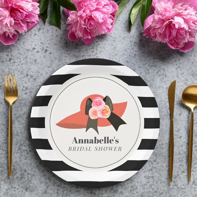 Plato De Papel Ducha de Novia Estilo Derby Rosa Roja Sombrero Gra (Subido por el creador)