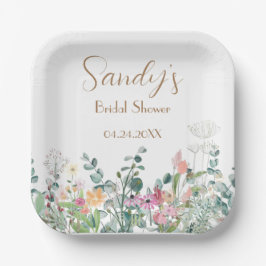 Plato De Papel Ducha de novia Flor silvestre Boho Placa de papel