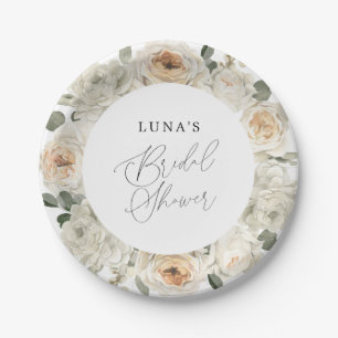 Plato De Papel Ducha de novia floral blanca