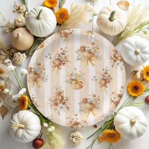 Plato De Papel Ducha de Novia Floral de Calabaza