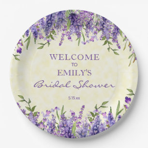 Plato De Papel Ducha de Novia Floral Lila Lavanda Amarillo