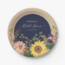 Plato De Papel Ducha de Novia Floral Marina