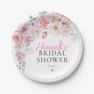 Plato De Papel Ducha de novia floral rosa Eloise