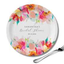 Ducha de Novia Floral Rosa Moderna en Acuarela