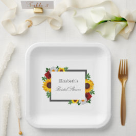 Plato De Papel Ducha de Novia Floral Tradicional