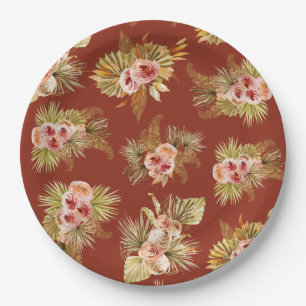 Plato De Papel Ducha de Novia Floral Tropical Vintage