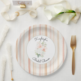 Plato De Papel Ducha de Novia Flores de Orquídea Melocotón Hermos