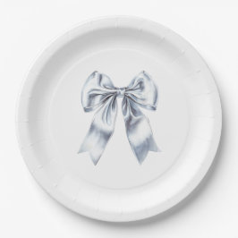 Plato De Papel Ducha de Novia Glam Bow de Plata