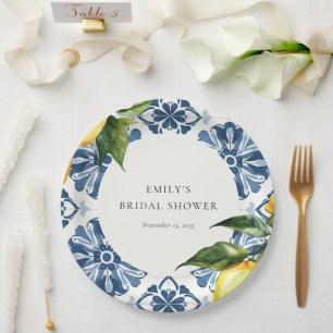 Plato De Papel Ducha de Novia Italiana Positano Cítrico de Limón