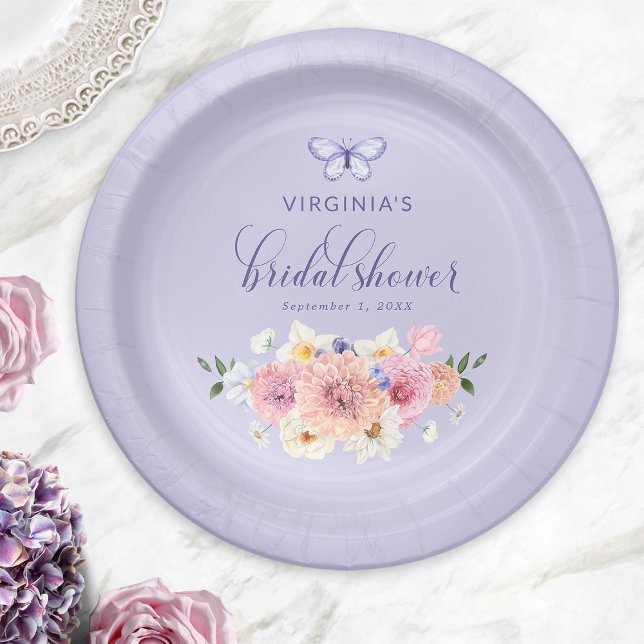 Plato De Papel Ducha de Novia Mariposa (Butterfly Bridal Shower Paper Plates
)