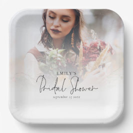 Plato De Papel Ducha de novia minimalista por superposición de fo