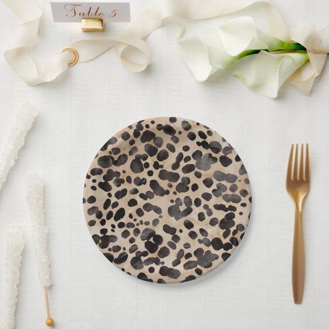 Plato De Papel Ducha de Novia Moderna con Estampado de Leopardo (Boda)