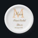 Plato De Papel ducha de novia monograma naranja agregar nombre mo<br><div class="desc">diseño hermoso</div>