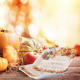 Plato De Papel Ducha de novia otoño naranja florales lámpara rúst