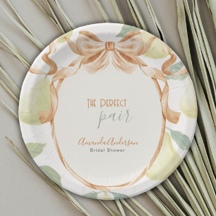 Plato De Papel Ducha de Novia Par Perfecto Pera Vintage Borde de