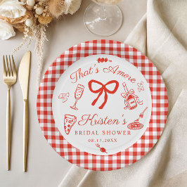Plato De Papel Ducha de Novia Pizza Italiana That's Amore