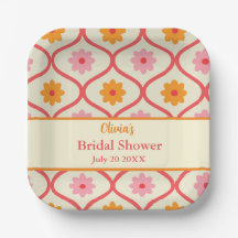 Ducha de Novia Retro Floral Ogee Moderno de Mitad 
