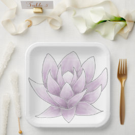 Plato De Papel Ducha de novia Rosa Lotus