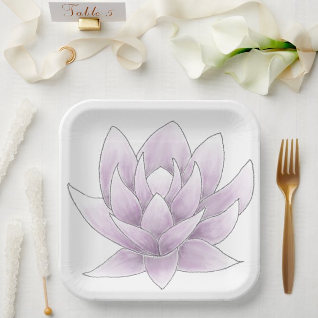 Plato De Papel Ducha de novia Rosa Lotus (Boda)