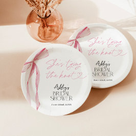 Plato De Papel Ducha de novia rosada, ducha de novia elegante