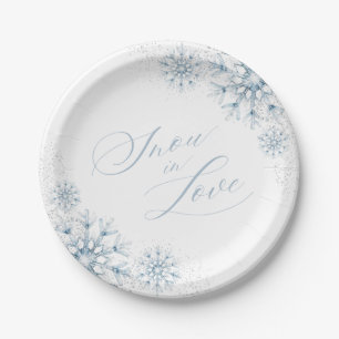 Plato De Papel Ducha de Novia Snow in Love