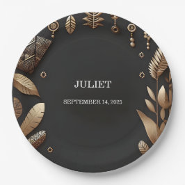 Plato De Papel Ducha de novia tradicional africana marrón nigeria