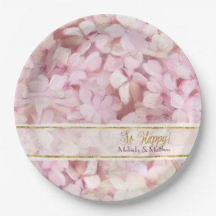 Plato De Papel Ducha de novia verano suave rosa Hydrangea Purpuri