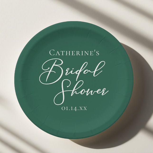 Plato De Papel Ducha de Novia Verde Esmeralda Personalizada (Subido por el creador)