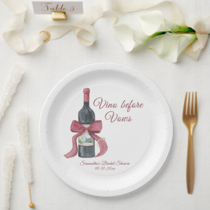 Plato De Papel Ducha de novia Vino antes de votos