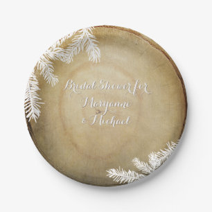 Plato De Papel Ducha de novia Woodland Forest Center Cut Tree