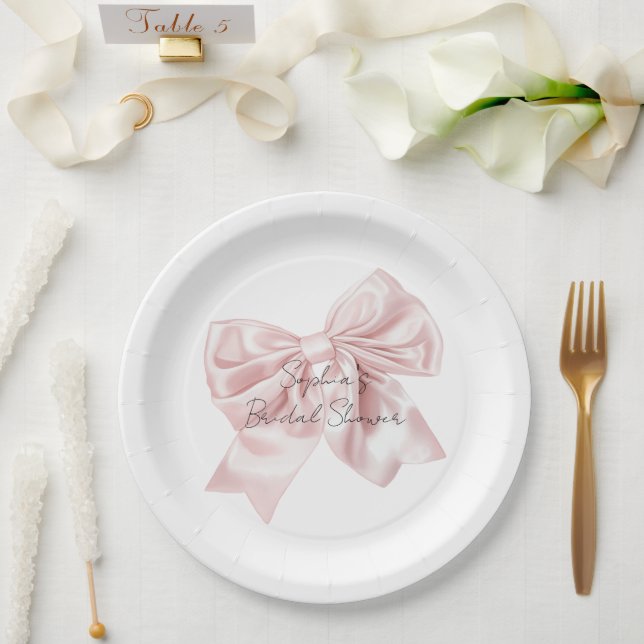 Plato De Papel Ducha de novias de bonito rosado (Boda)