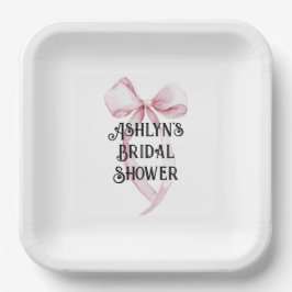 Plato De Papel Ducha de novias de color blanco rosado Girly